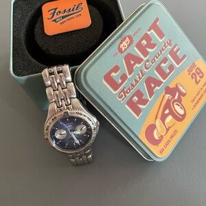 Fossil Blue and Silver Men's Watch